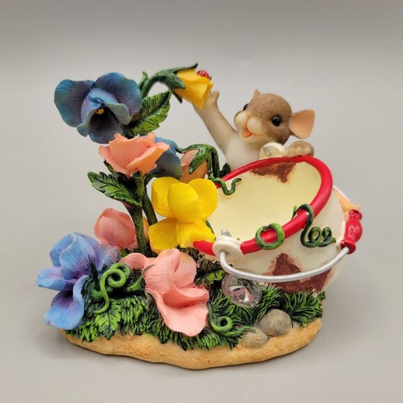 Charming Tails Hi Sweet Pea Figurine Fitz & Floyd Mouse & Flowers Collectible - Picture 1 of 8